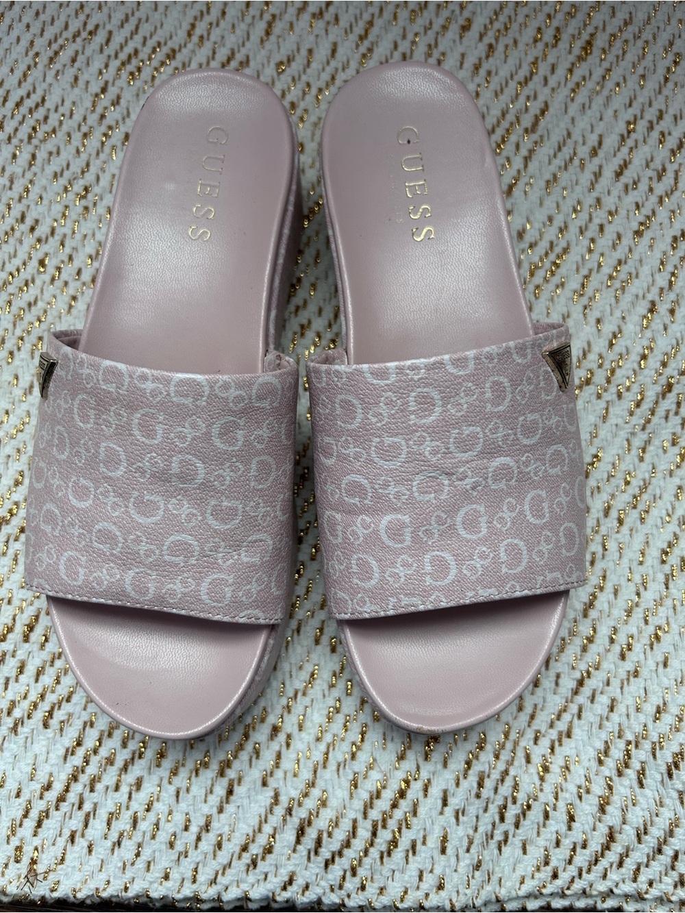 GUESS Blush Pink Logo Slide Sandals